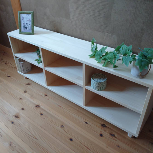 天然木 赤松集成材 足付きスタッキングシェルフ テレビ台 飾り棚 収納