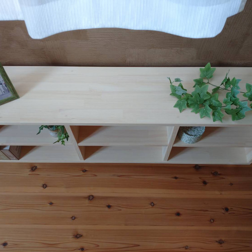 天然木 赤松集成材 足付きスタッキングシェルフ テレビ台 飾り棚 収納