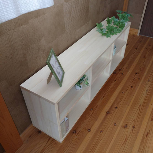 天然木 赤松集成材 足付きスタッキングシェルフ テレビ台 飾り棚 収納