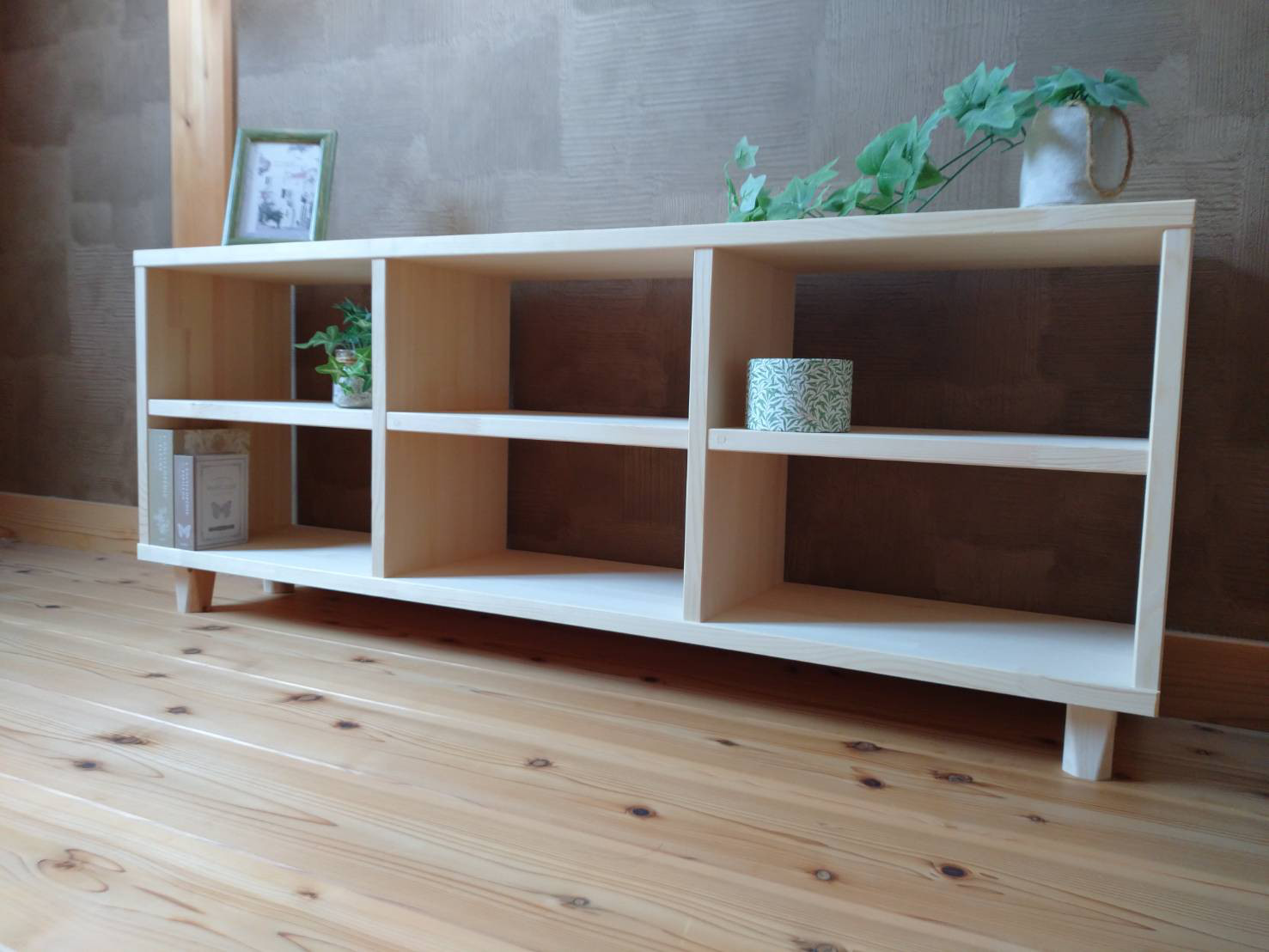 天然木　赤松集成材　足付きスタッキングシェルフ　テレビ台　飾り棚　収納棚　オープンシェルフ 12,950円