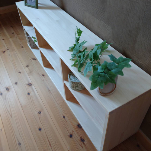 天然木 赤松集成材 足付きスタッキングシェルフ テレビ台 飾り棚 収納