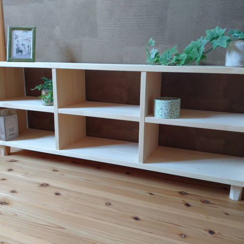 天然木 赤松集成材 足付きスタッキングシェルフ テレビ台 飾り棚 収納