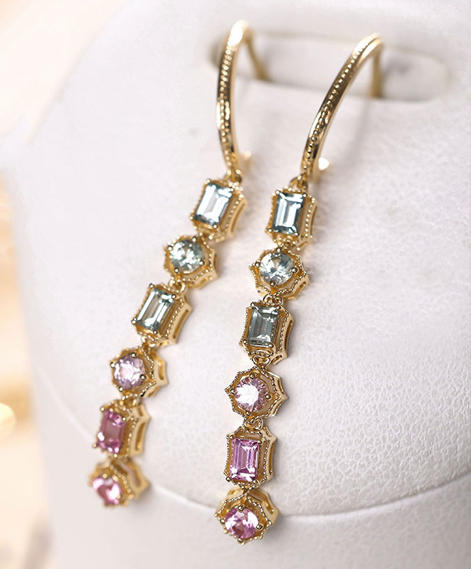 【ヘイズジュエリー】Taoyaoシリーズ18Kゴールド天然色サファイア耳フック、グラデーション精密カット技術、ジュエリーグレード