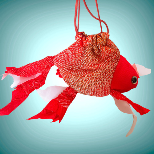 金魚バッグ 和小物 金魚 巾着 ポーチ 着物リメイク 衣装 和柄 和装