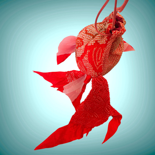 金魚バッグ 和小物 金魚 巾着 ポーチ 着物リメイク 衣装 和柄 和装