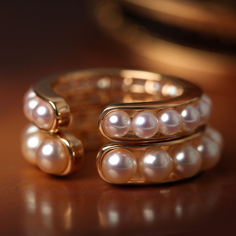 [ヘイズジュエリー]ワンピースシリーズ 18Kゴールド 4-4.5mm 日本製アコヤ真珠 多機能ジュエリー オープンリングペンダ