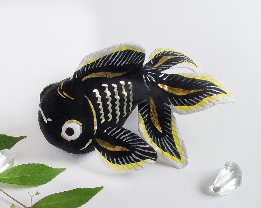 創作紙張り子 福金魚 黒出目金 -夏のお便り2025-