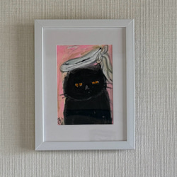 百貨店福袋 絵画。原画手描き【雪が降る冬、かわいい犬と猫の楽しい写真記念 絵画