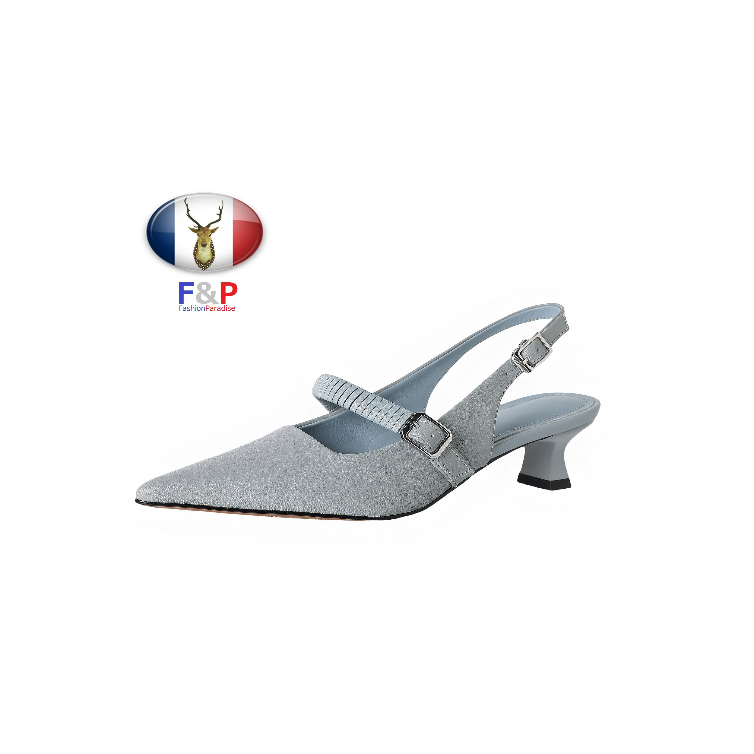 ポインテッドトゥラムレザーバックストラップサンダル全3色