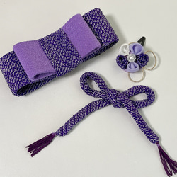 日本髪（鹿の子・ちんころセット）紫 和装小物（帯・半襟） T☆room