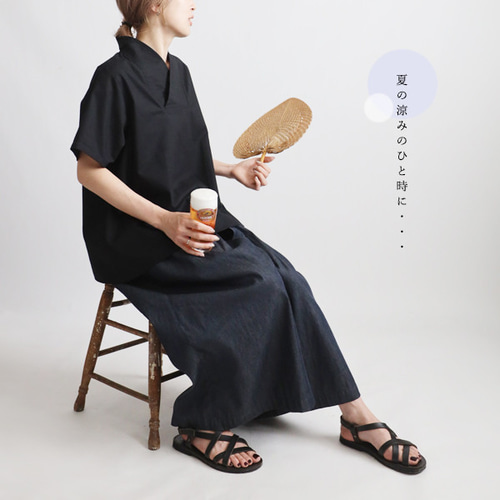 新作　夏ＳＡＬＥ 上質ギマ擬麻コットン　和装　重ね襟　Vネック　プル オーバー シャツ　半袖シャツ　トップス　ブラック　F24B 新作 夏SALE 上質ギマ擬麻コットン 和装 重ね襟 Vネック