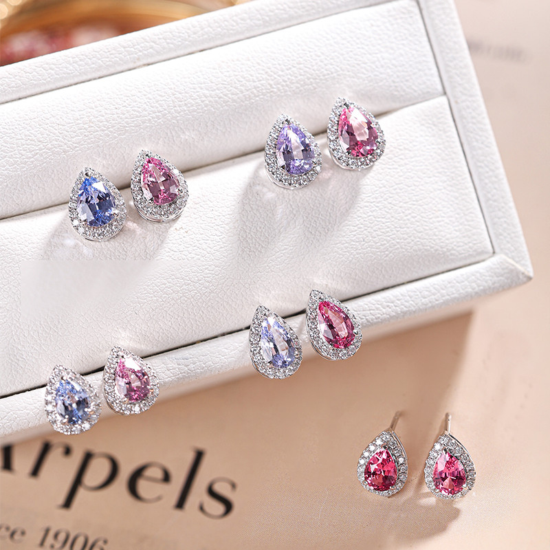 [ヘイズジュエリー]ファンタジーカラーシリーズフェアリーパープルピンクスピネルイヤリングトップカラーコードジュエリーグレード精密