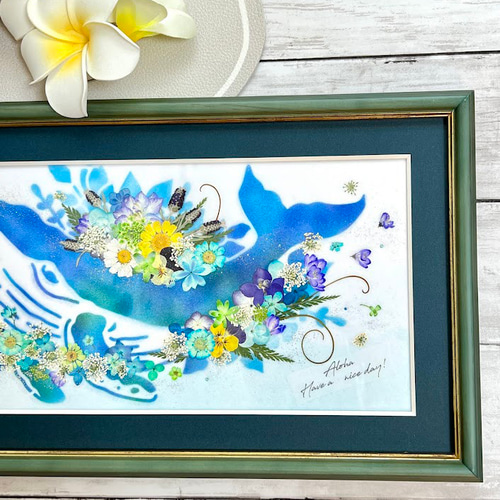 Manuhanaさま専用（原画）星を運ぶクジラ　ほか　4点おまとめ 南国の海を悠々と泳クジラさん 押し花アート額 その他アート 神戸六甲