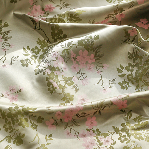 長さ1m ジャガード生地 花柄 サテン 緑ピンク 綺麗 上品 布 きじ
