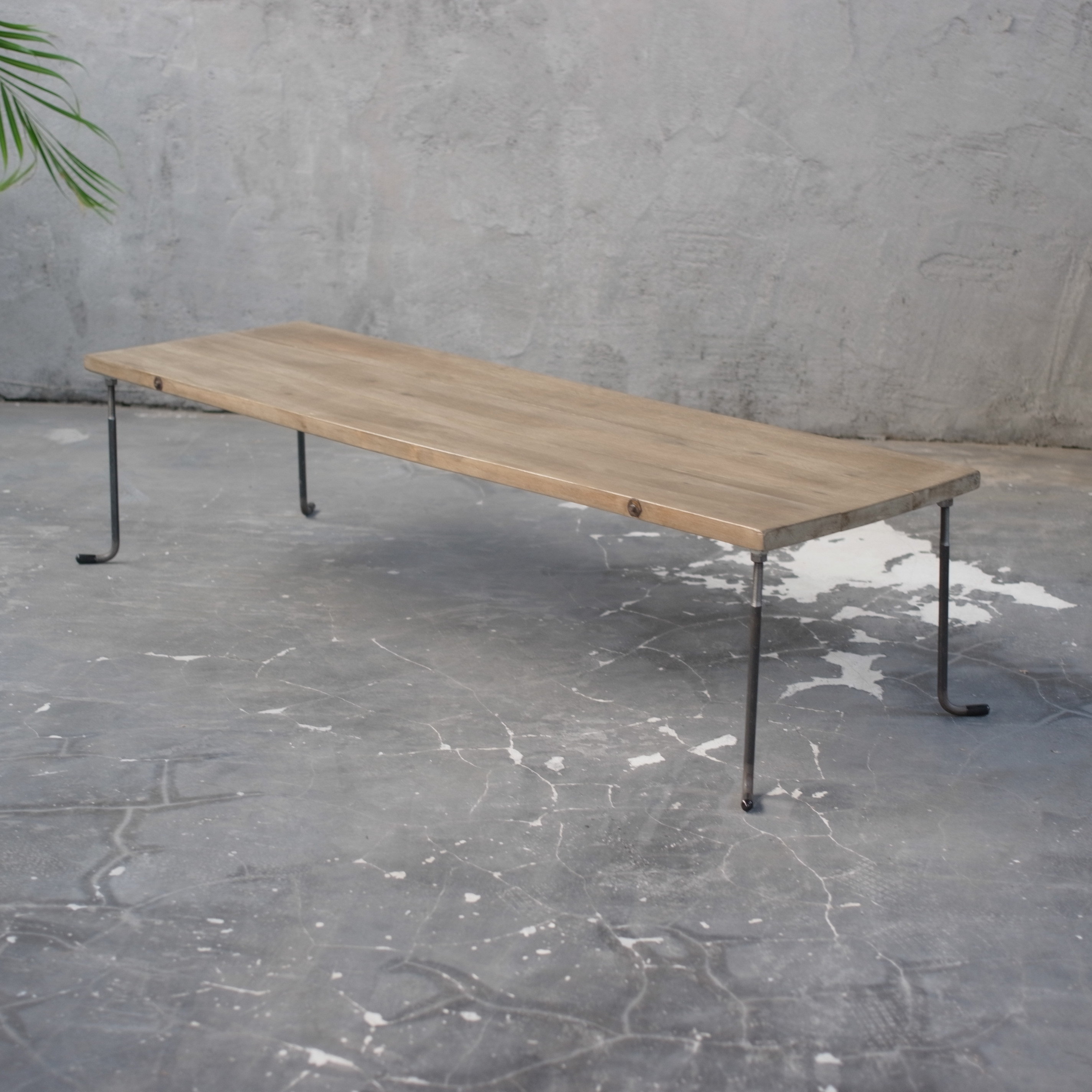 【現品販売】wood iron table 33.5*137*43 アイアン ローテーブル 鉄脚 木 テーブル t56