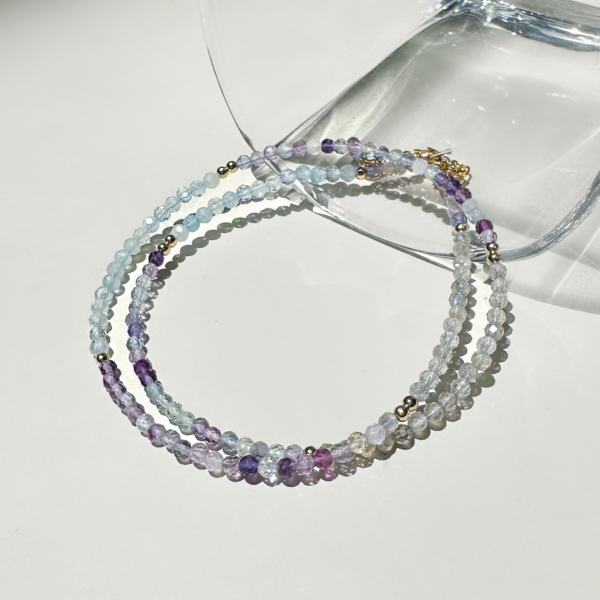 ラブラドライト・アクアマリン・フローライトのネックレス14KGF /長さ・SV925に変更可