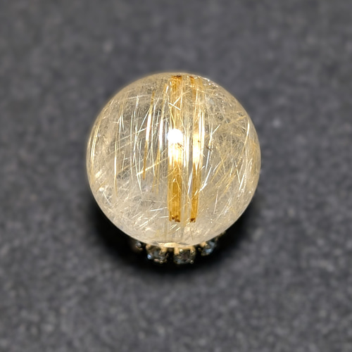 最強極太金針入水晶 タイチンルチル 10ミリ 粒売り 貫通穴あり