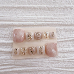 【フットネイル】ふわふわニュアンス フットネイルチップ フットネイル ニュアンス 奥行き 夏 ミラー p110 - Ruru nail