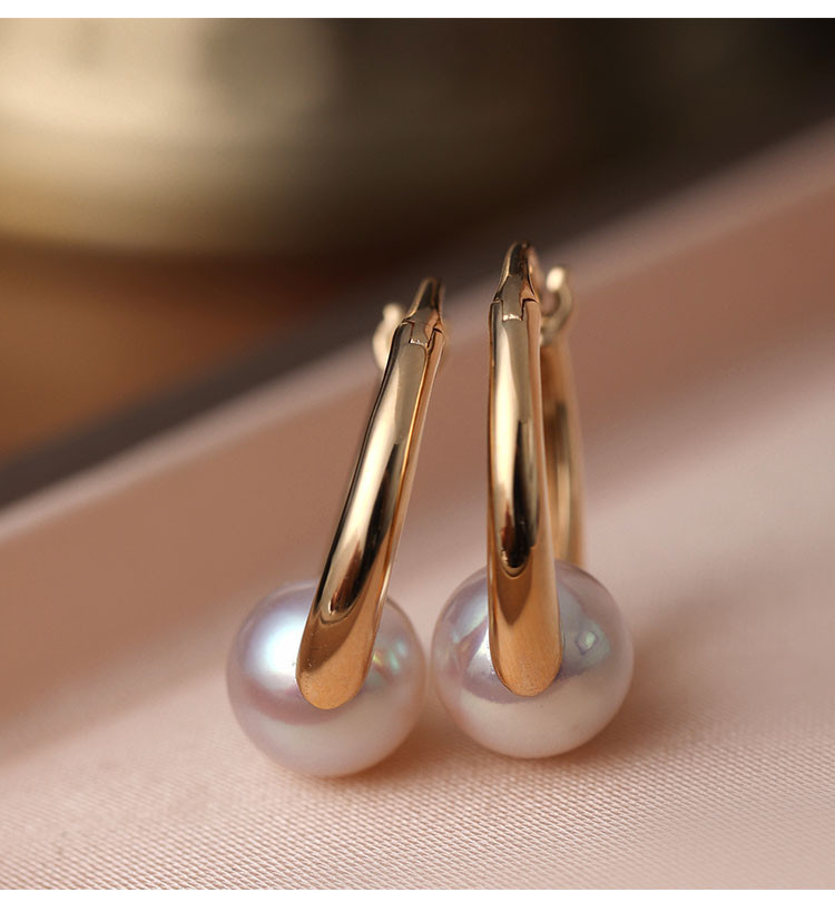 [ヘイズジュエリー] ゴールデンホーンシリーズ 18Kゴールド 7-7.5mm 日本製アコヤ真珠ピアス ジュエリーグレード 厚手