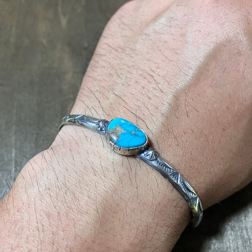 ブルージェム ターコイズ シルバー バングル ブレスレット
