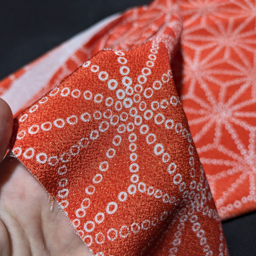 浮世絵復刻 襦袢【麻の葉絞り風ちりめん】 正絹/ポリエステル ポリ着物