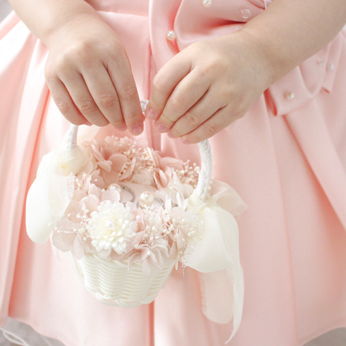 2人で運べる リングピロー かご 2点セット ホワイト ピンク 結婚式