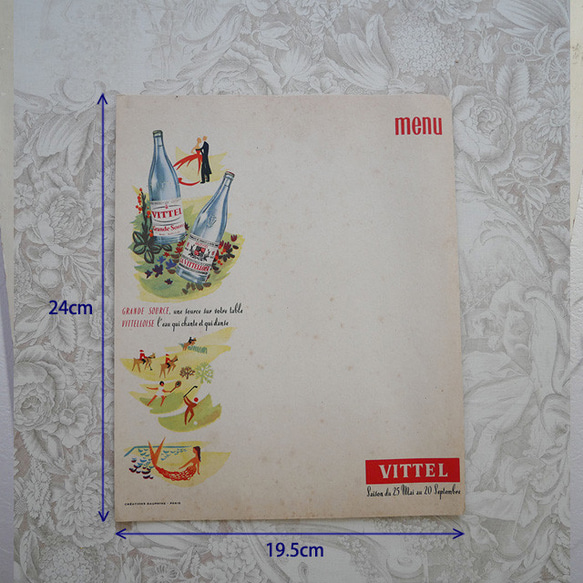アンティーク　フランスの古いカード　vittel 3枚目の画像