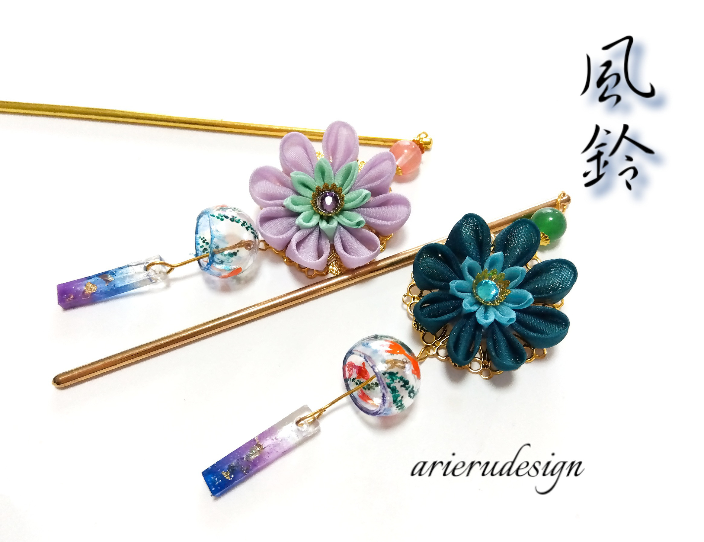 つまみ細工夏の風鈴かんざし かんざし arieru 通販 19534340
