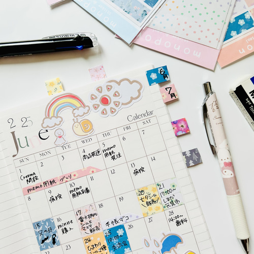 お花のマステ風シール② 12色 マスキングテープ風 くすみカラー