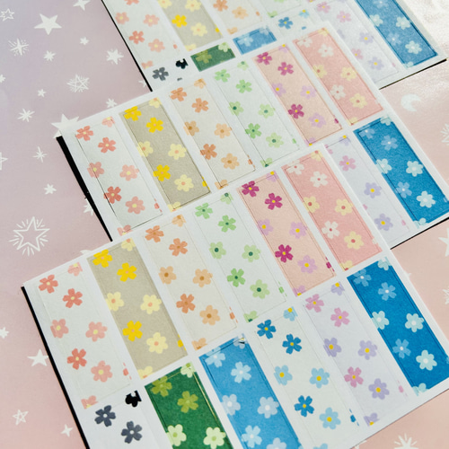 お花のマステ風シール② 12色 マスキングテープ風 くすみカラー