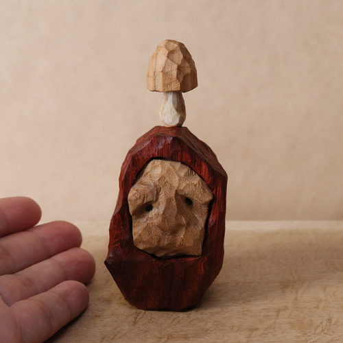 木彫り だるま 達磨さん 木製 置物 オブジェ インテリア雑貨（木材