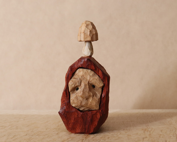 木彫り だるま 達磨さん 木製 置物 オブジェ インテリア雑貨（木材