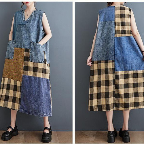 大きいサイズ デニム　ワンピース　ノースリーブ　レディース 春夏　 新品 デニムワンピース夏ワンピース大きいサイズ春秋タイトワンピース