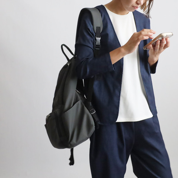 ＊ラスト１　斜横ぐーんと伸びる伸縮ストレッチ生地　上下セットアップ　ノーカラージャケット　 テーパード パンツF27B 17枚目の画像