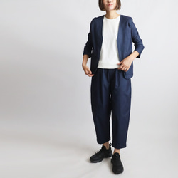 ＊ラスト１　斜横ぐーんと伸びる伸縮ストレッチ生地　上下セットアップ　ノーカラージャケット　 テーパード パンツF27B 16枚目の画像