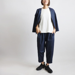 ＊ラスト１　斜横ぐーんと伸びる伸縮ストレッチ生地　上下セットアップ　ノーカラージャケット　 テーパード パンツF27B 3枚目の画像
