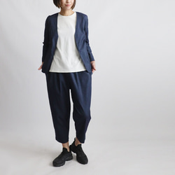 ＊ラスト１　斜横ぐーんと伸びる伸縮ストレッチ生地　上下セットアップ　ノーカラージャケット　 テーパード パンツF27B 2枚目の画像