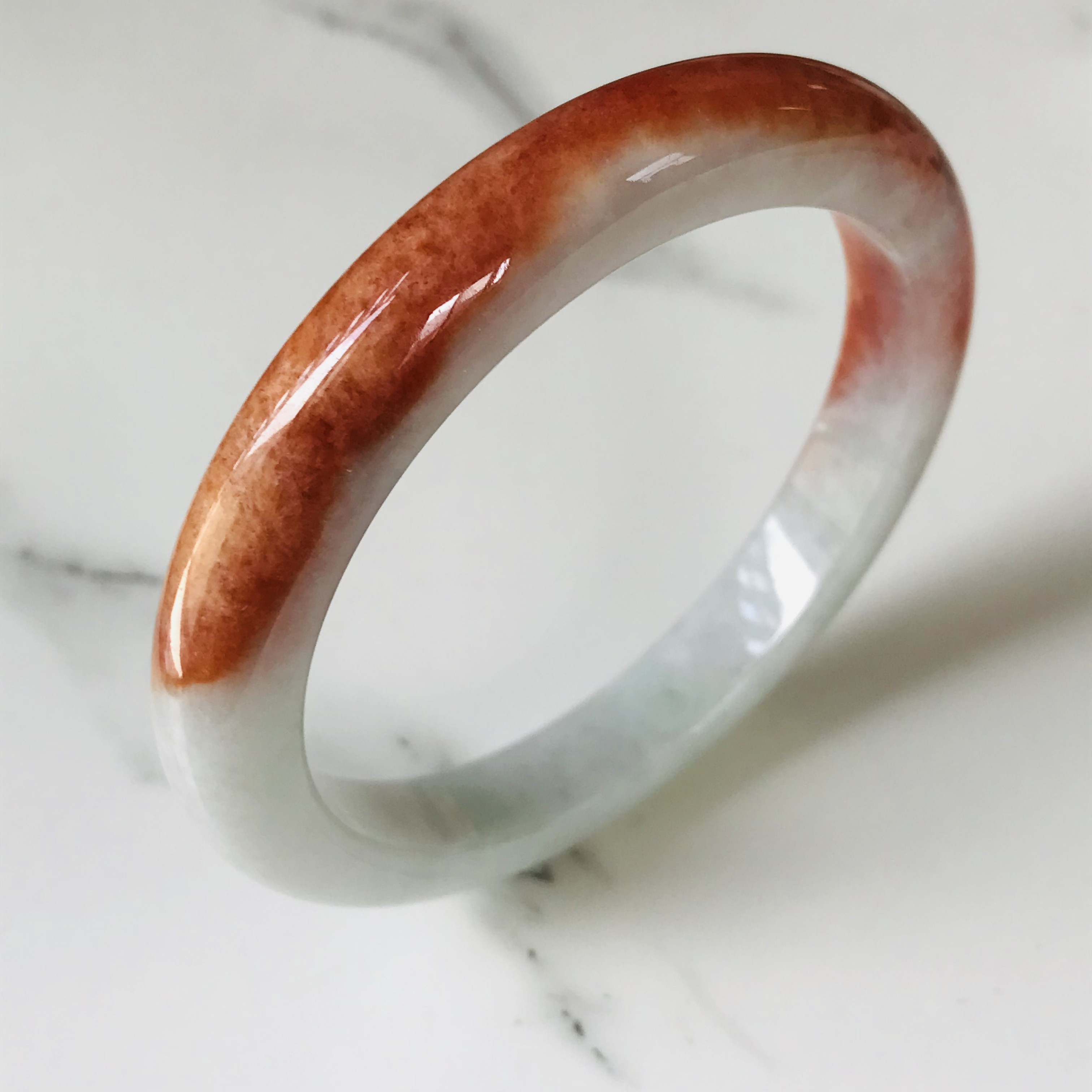 【B5810-0182】ジェイド　翡翠　ヒスイ　一点もの　希少　バングル　ミャンマー産　56.8mm