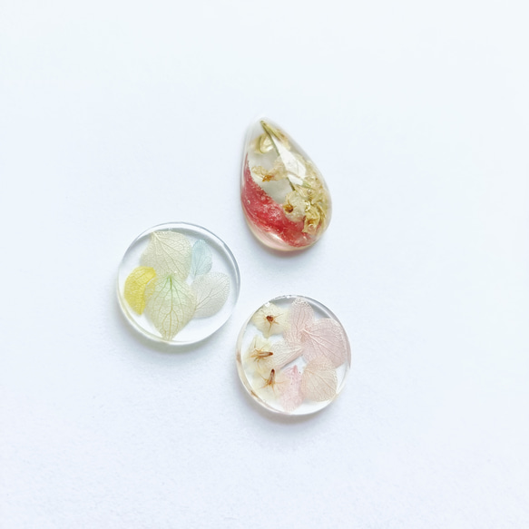 5周記念福袋SALE　〜パステルフラワーアクセサリー3点セット〜　菜の花 紫陽花　桜　クリア　レジン　花　アクリル　雫 4枚目の画像