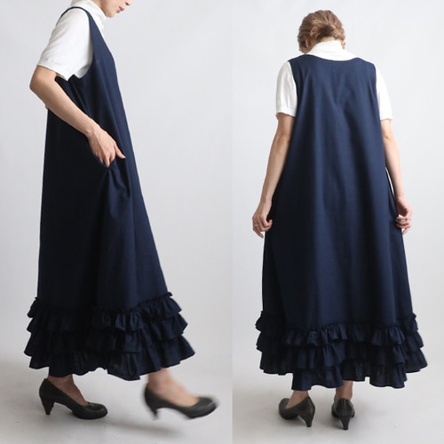 送料無料）初夏SALE 124cm ギマ擬麻コットン 贅沢フリル裾
