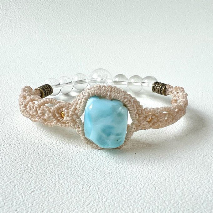 海と空を映す石、ラリマーの癒しブレスレット【受注生産】