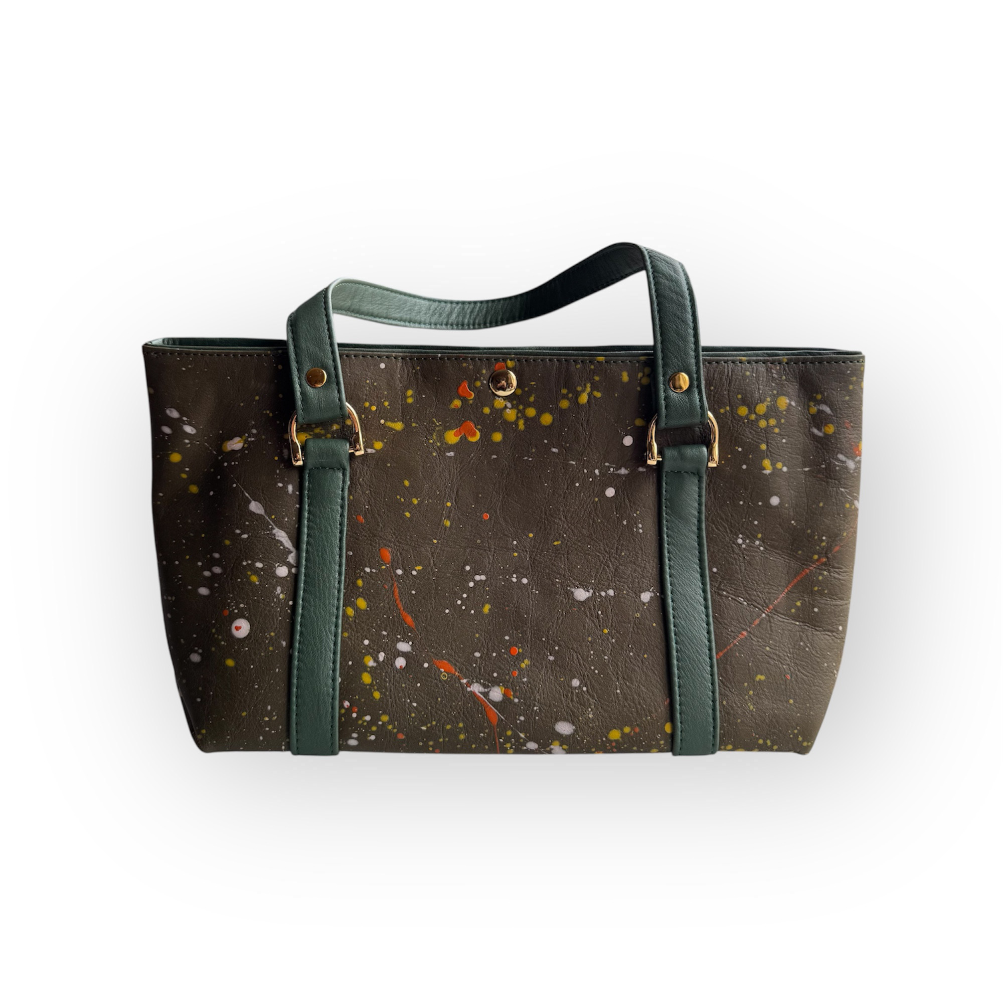 牛革プリントハンドバッグ