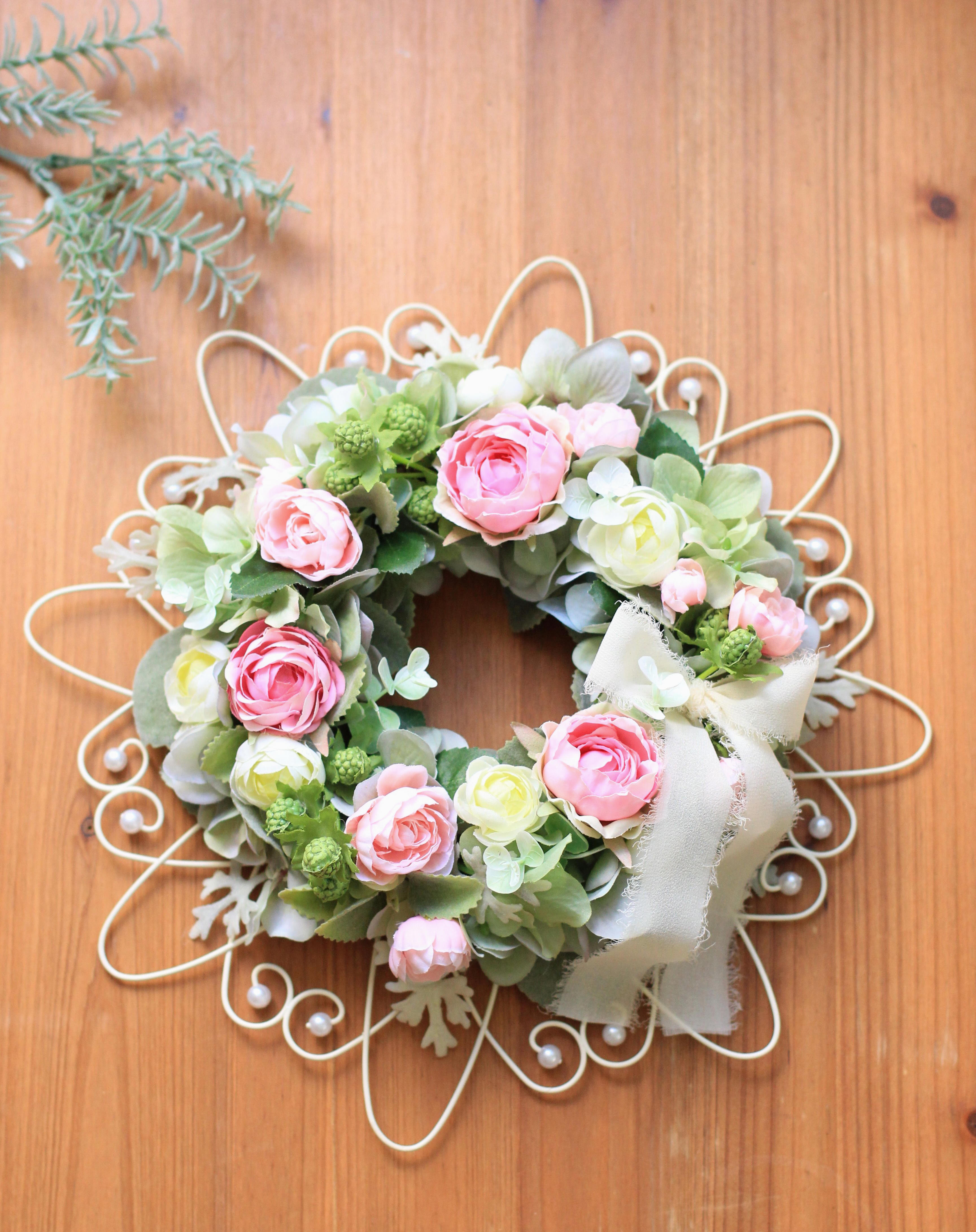 la rose～ローズとラズベリーのアイアンリース