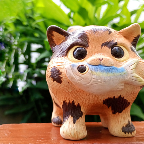 サビ猫の置物 H12.5cm 動物の陶人形 その他置物 工房しろ 通販