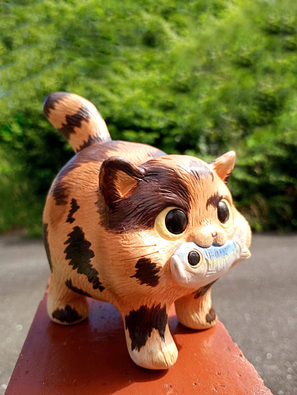 サビ猫の置物 H12.5cm 動物の陶人形 その他置物 工房しろ 通販