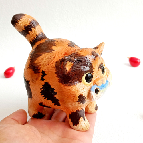 サビ猫の置物 H12.5cm 動物の陶人形 その他置物 工房しろ 通販