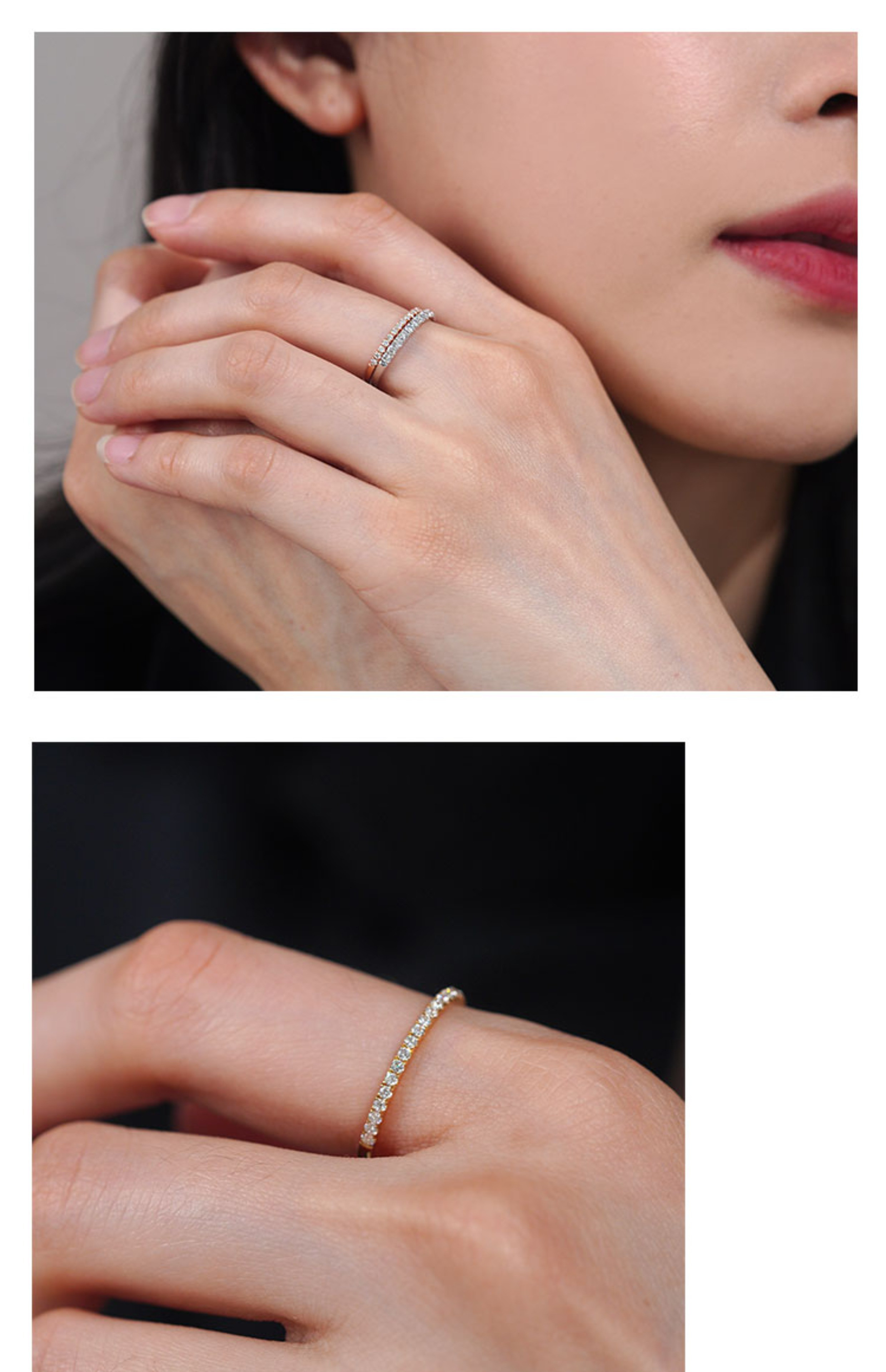 【ヘイズジュエリー】メイフアシリーズ18Kゴールドストレート/V字型ダイヤモンドリング、高色・高透明度天然ダイヤモンドジュエリー