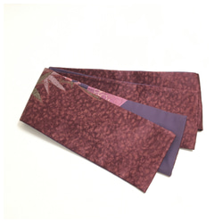 美品 綿麻 半幅帯 ハーフリネン 通年帯 キナリ 色無地 長尺440 全通