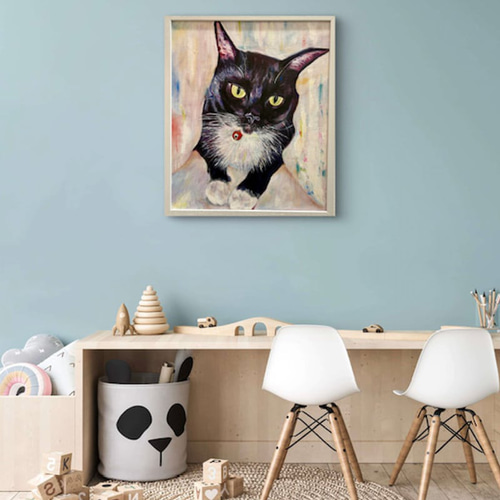 油絵 黒猫 F8号 絵画 zuborauzura 通販 19535802｜Creema(クリーマ)