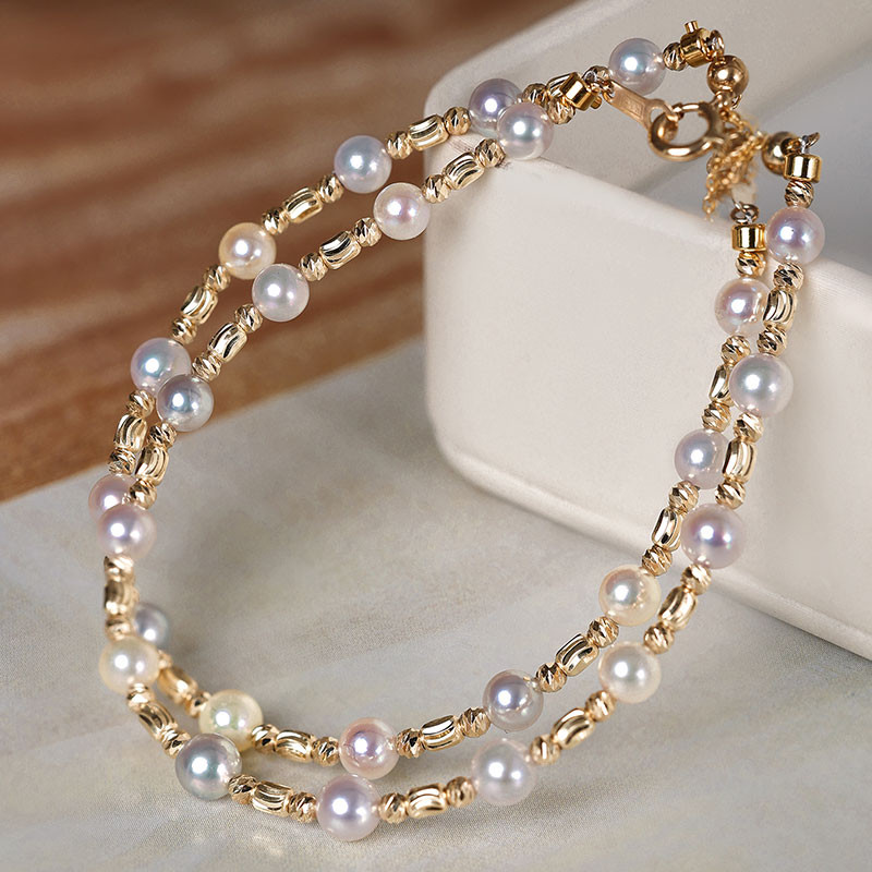 [ヘイズジュエリー] グラススターシリーズ 18Kゴールド オーロラ 4-4.5mm アコヤ キャンディカラーデザイン パールブ